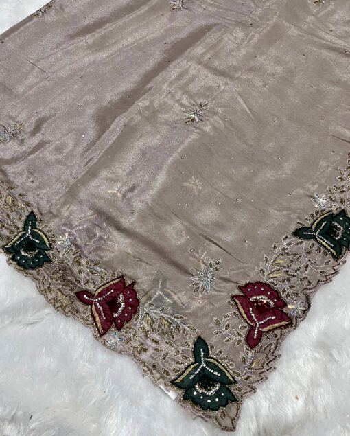Tarahood Designer Crepe Handwork and Partywear Saree - Image 15