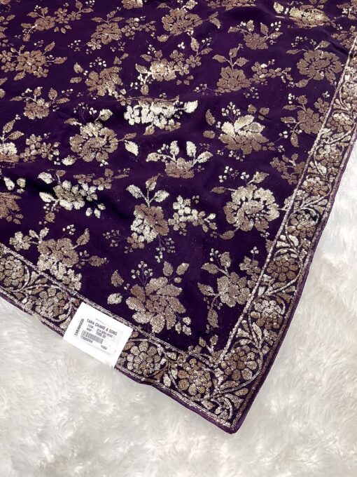 Tarahood Designer Georgette Saree with Sequins Work - Image 6