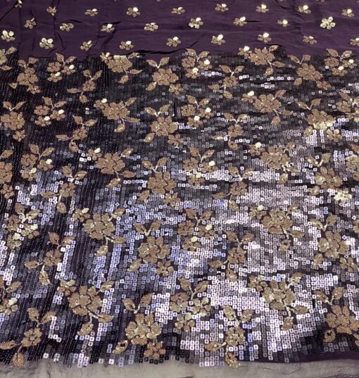 Tarahood Designer Georgette Saree with Sequins Work - Image 7