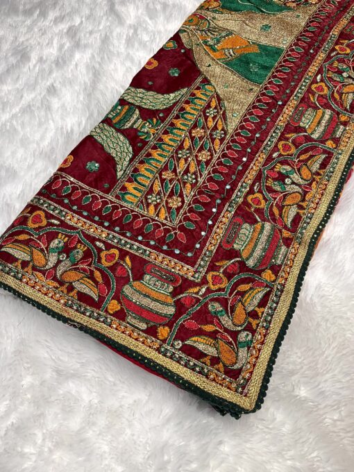 Rajwadi Designer Bhandhej Saree With Handwork - Image 2