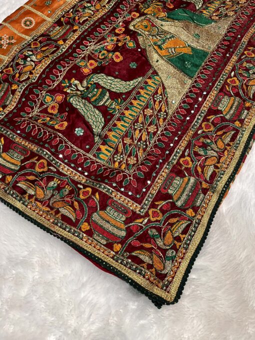 Rajwadi Designer Bhandhej Saree With Handwork