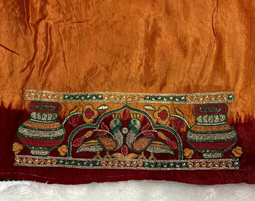 Rajwadi Designer Bhandhej Saree With Handwork - Image 4