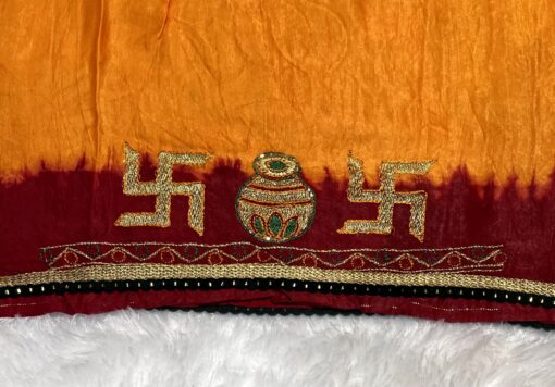 Rajwadi Designer Bhandhej Saree With Handwork - Image 8