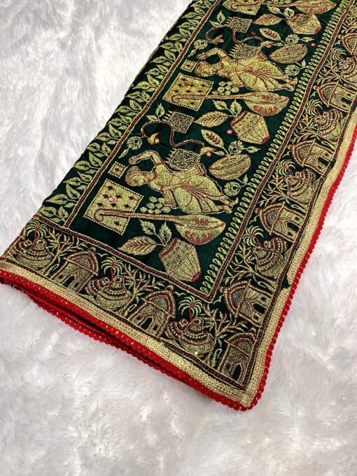 Rajwadi Designer Bhandhej Saree With Handwork - Image 2