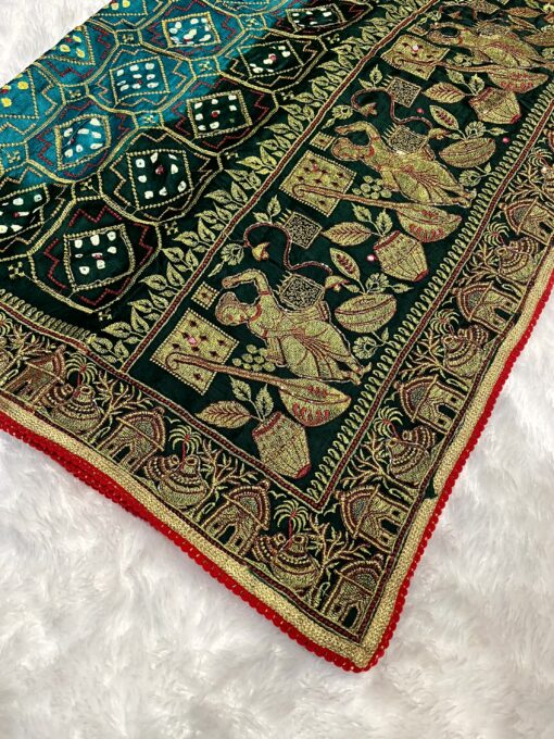 Rajwadi Designer Bhandhej Saree With Handwork