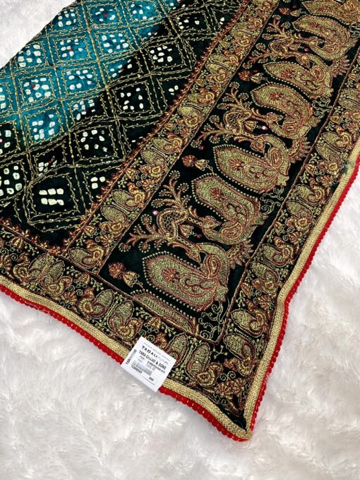 Rajwadi Designer Bhandhej Saree With Handwork - Image 6