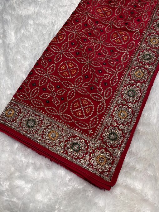 Jimmy Choo Bhandhej Handwork and Party Wear Saree - Image 6
