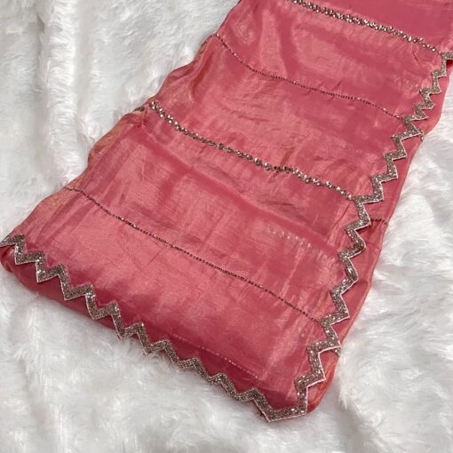 Tarahood Designer Hand Work and Party Wear Fendi Saree - Image 25
