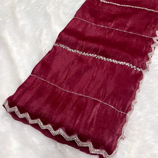 Tarahood Designer Hand Work and Party Wear Fendi Saree - Image 37