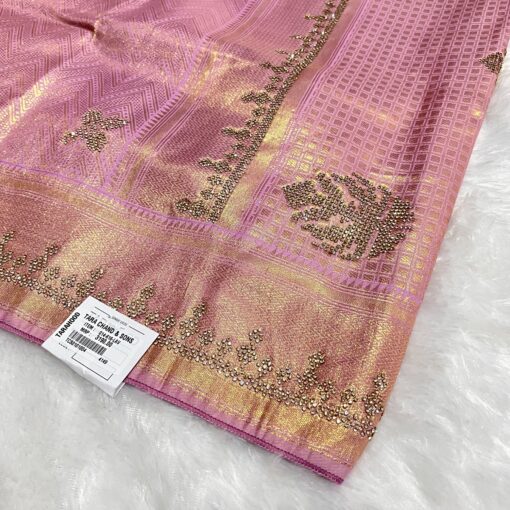 Tarahood Woven Design Beads and Stones Pure Silk Kanjeevaram Saree - Image 10