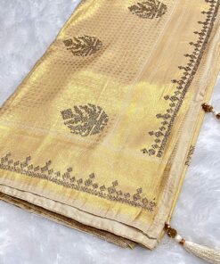 Tarahood Woven Design Beads and Stones Pure Silk Kanjeevaram Saree