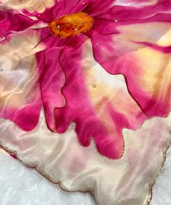 Tarahood Chinon Floral Print Saree With Hand Work