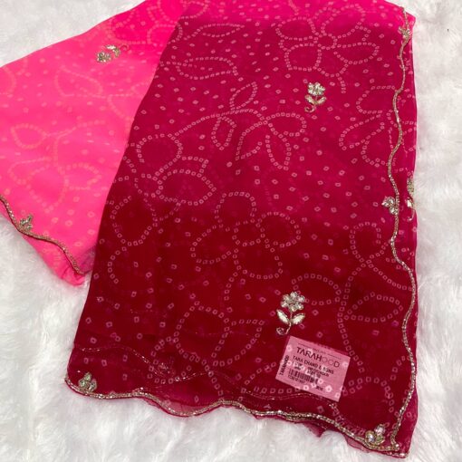 Tarahood Designer Chiffon Hand work and Party wear Saree - Image 5