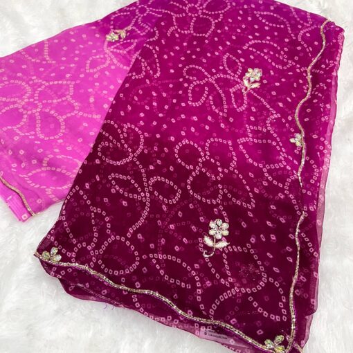 Tarahood Designer Chiffon Hand work and Party wear Saree - Image 3