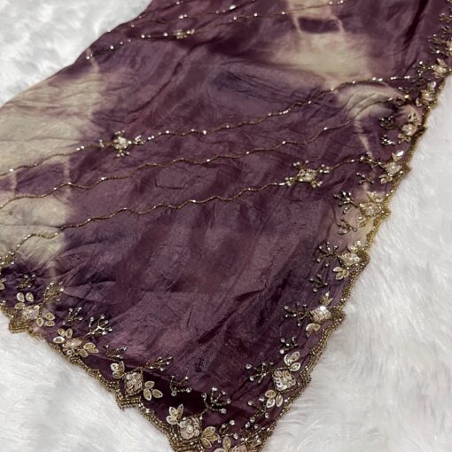 Tarahood Shibori onesie Cruss Designer Hand work and Party Wear Saree - Image 10