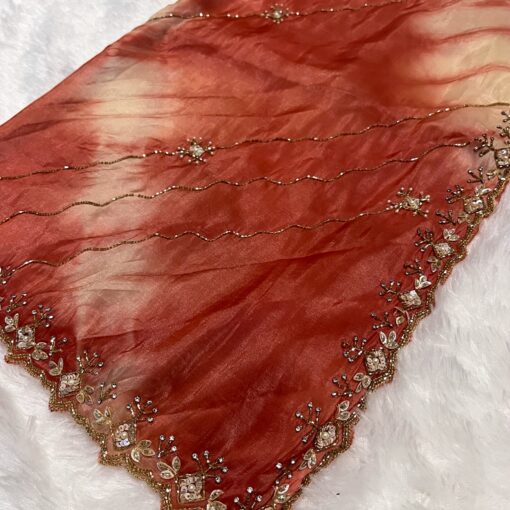 Tarahood Shibori onesie Cruss Designer Hand work and Party Wear Saree - Image 6