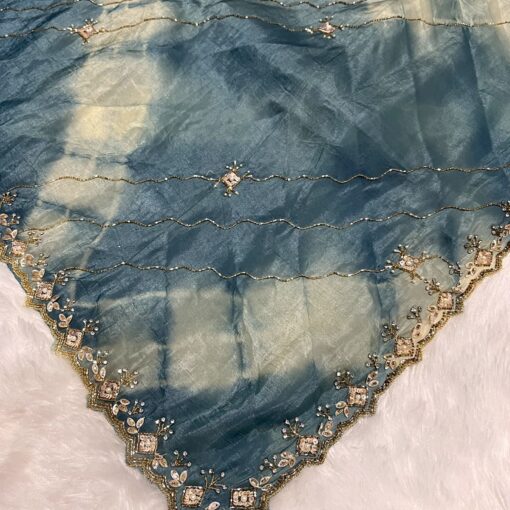Tarahood Shibori onesie Cruss Designer Hand work and Party Wear Saree - Image 3