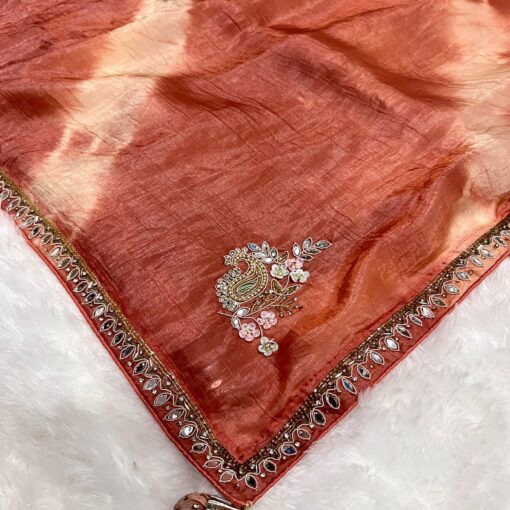 Tarahood designer hand work and party wear tissue crush saree - Image 12