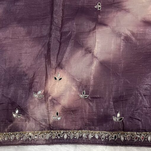 Tarahood designer hand work and party wear tissue crush saree - Image 5