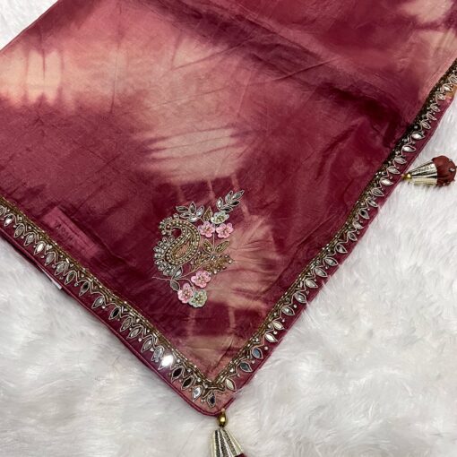Tarahood designer hand work and party wear tissue crush saree - Image 6