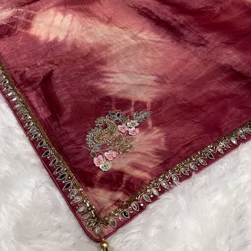 Tarahood designer hand work and party wear tissue crush saree