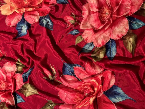 Tarahood Chinon Floral Print Saree With Hand Work - Image 12