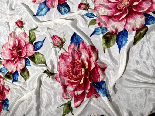 Tarahood Chinon Floral Print Saree With Hand Work - Image 8