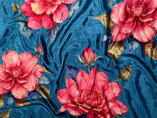 Tarahood Chinon Floral Print Saree With Hand Work - Image 2