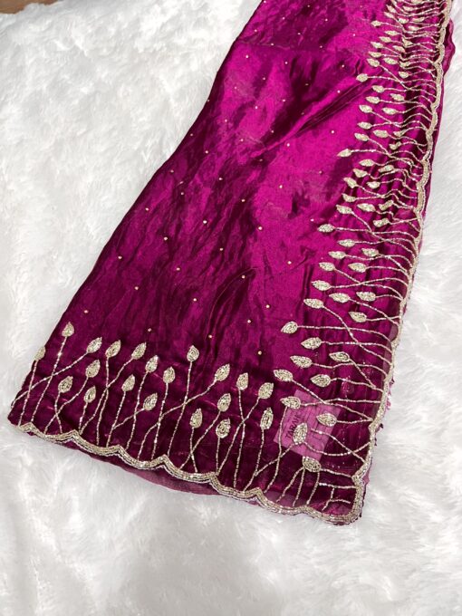 Tarahood Designer Hand Work and Party Wear Fendi Saree - Image 2