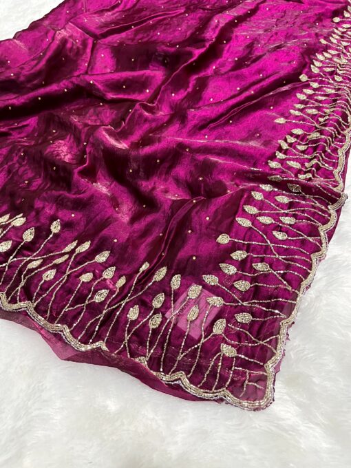 Tarahood Designer Hand Work and Party Wear Fendi Saree - Image 3