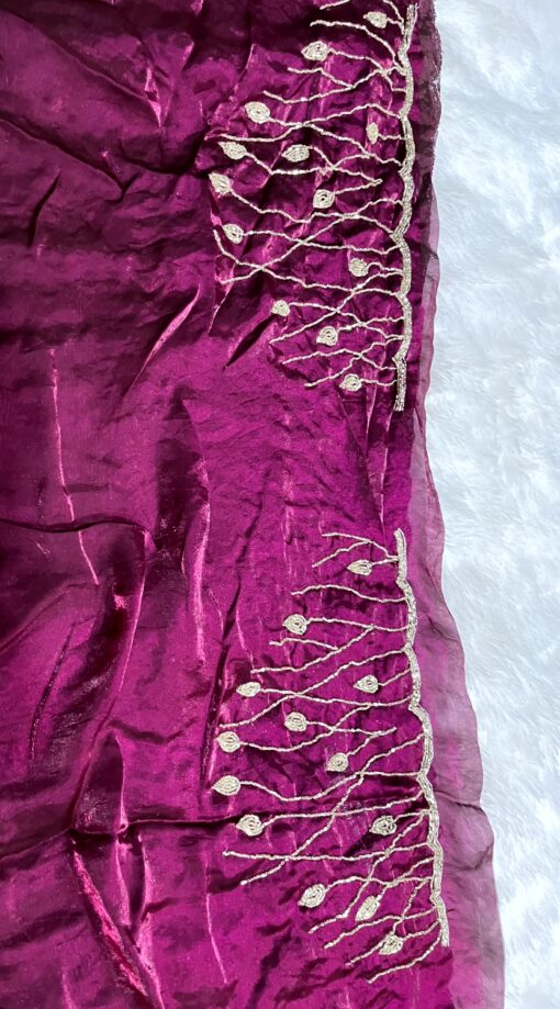 Tarahood Designer Hand Work and Party Wear Fendi Saree - Image 5