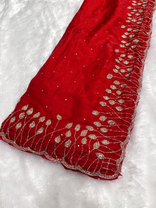 Tarahood Designer Hand Work and Party Wear Fendi Saree - Image 6