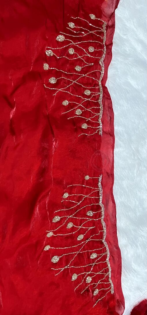 Tarahood Designer Hand Work and Party Wear Fendi Saree - Image 9