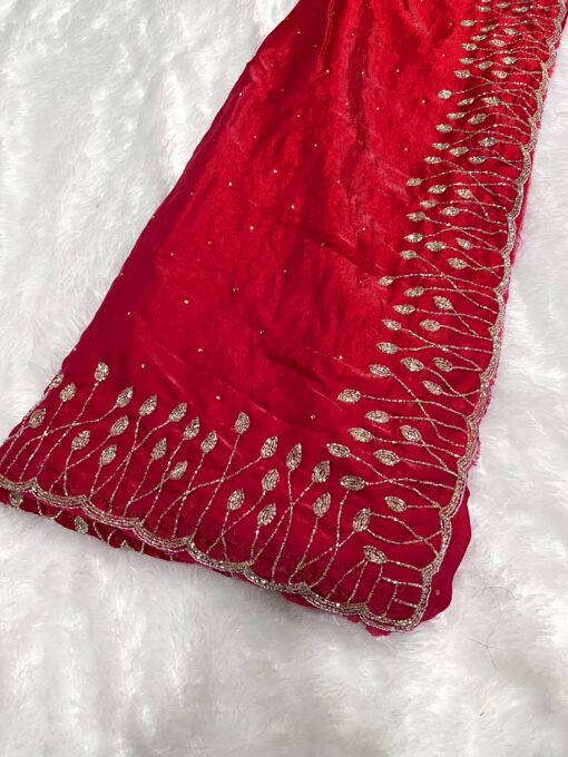 Tarahood Designer Hand Work and Party Wear Fendi Saree - Image 10
