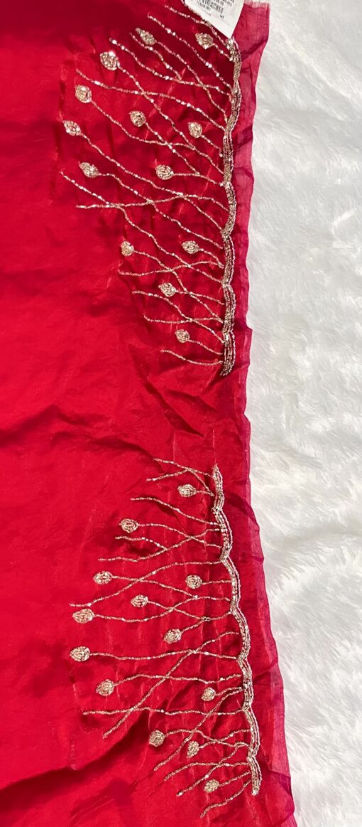 Tarahood Designer Hand Work and Party Wear Fendi Saree - Image 13