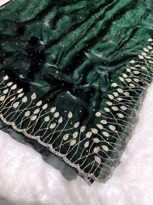 Tarahood Designer Hand Work and Party Wear Fendi Saree - Image 19