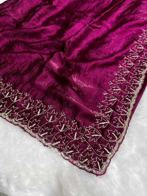 Tarahood Designer Hand Work and Party Wear Fendi Saree - Image 7