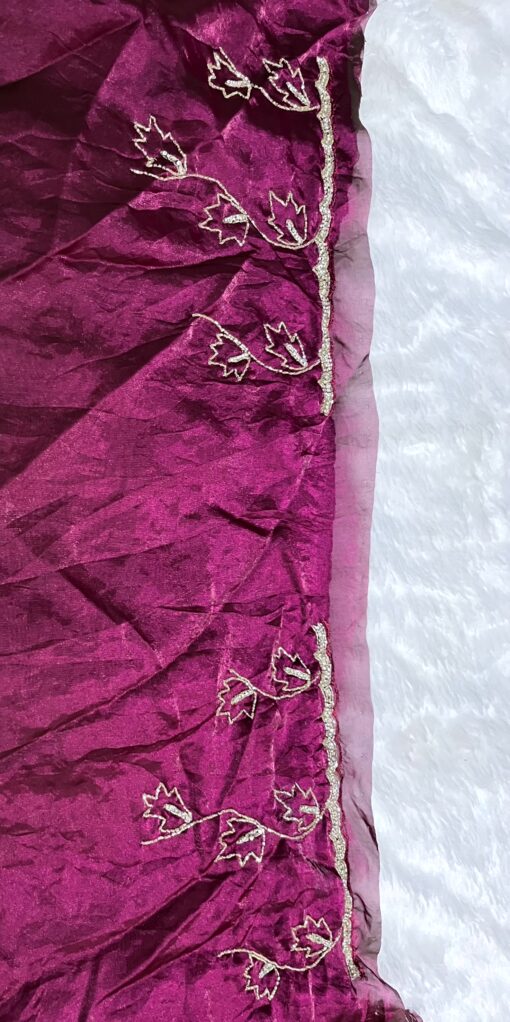 Tarahood Designer Hand Work and Party Wear Fendi Saree - Image 9
