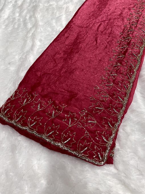 Tarahood Designer Hand Work and Party Wear Fendi Saree - Image 10