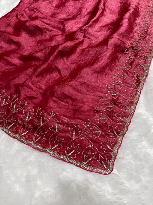 Tarahood Designer Hand Work and Party Wear Fendi Saree - Image 11