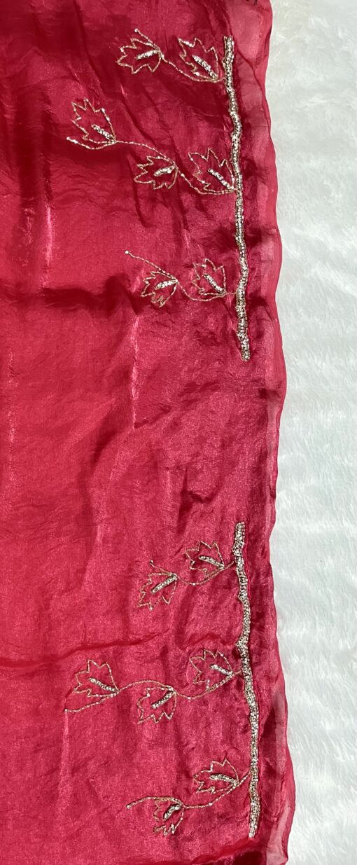 Tarahood Designer Hand Work and Party Wear Fendi Saree - Image 13