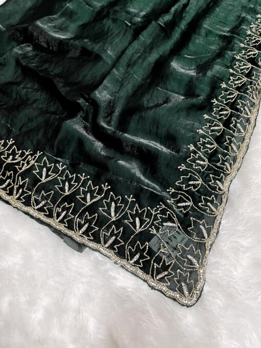 Tarahood Designer Hand Work and Party Wear Fendi Saree - Image 15
