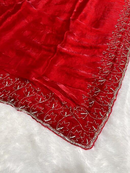 Tarahood Designer Hand Work and Party Wear Fendi Saree - Image 19