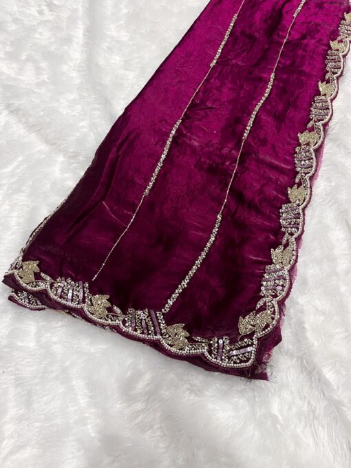 Tarahood Designer Handwork and Party Wear Fendi Saree - Image 6