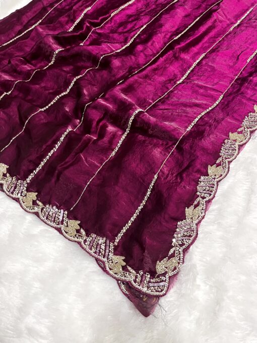 Tarahood Designer Handwork and Party Wear Fendi Saree - Image 7