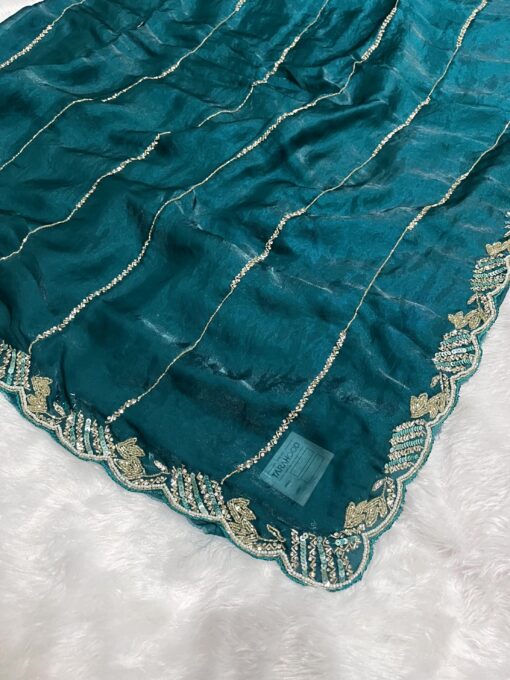 Tarahood Designer Handwork and Party Wear Fendi Saree - Image 11