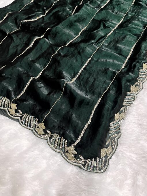 Tarahood Designer Handwork and Party Wear Fendi Saree - Image 19