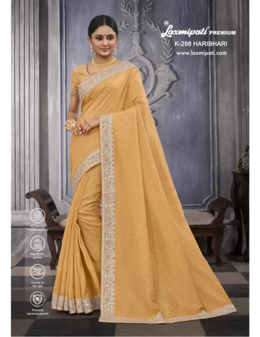 Laxmipati Haribhari K-298 Yellow Tissue Silk Saree