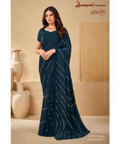 Laxmipati Cocktail M-059 Blue Satin Silk Saree