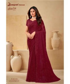 Laxmipati Cocktail K-062 Silk Chiffon Maroon Saree